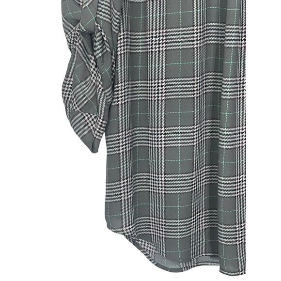 Torrid Harper Gray Plaid A-line Lightweight 3/4" Sleeves V-neck Blouse Size 3 - Picture 6 of 9